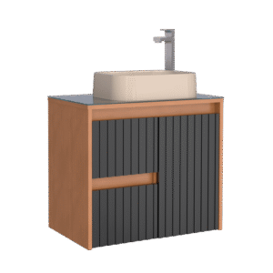 Gabinete para Banheiro de Madeira Kyoto 60cm Preto Cozimax (COD 23887)
