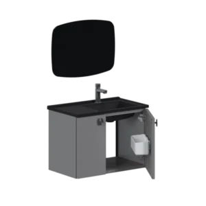 Kit Gabinete Em Aço Para Banheiro 60cm Tarumã Cinza Cozimax (COD 23880)